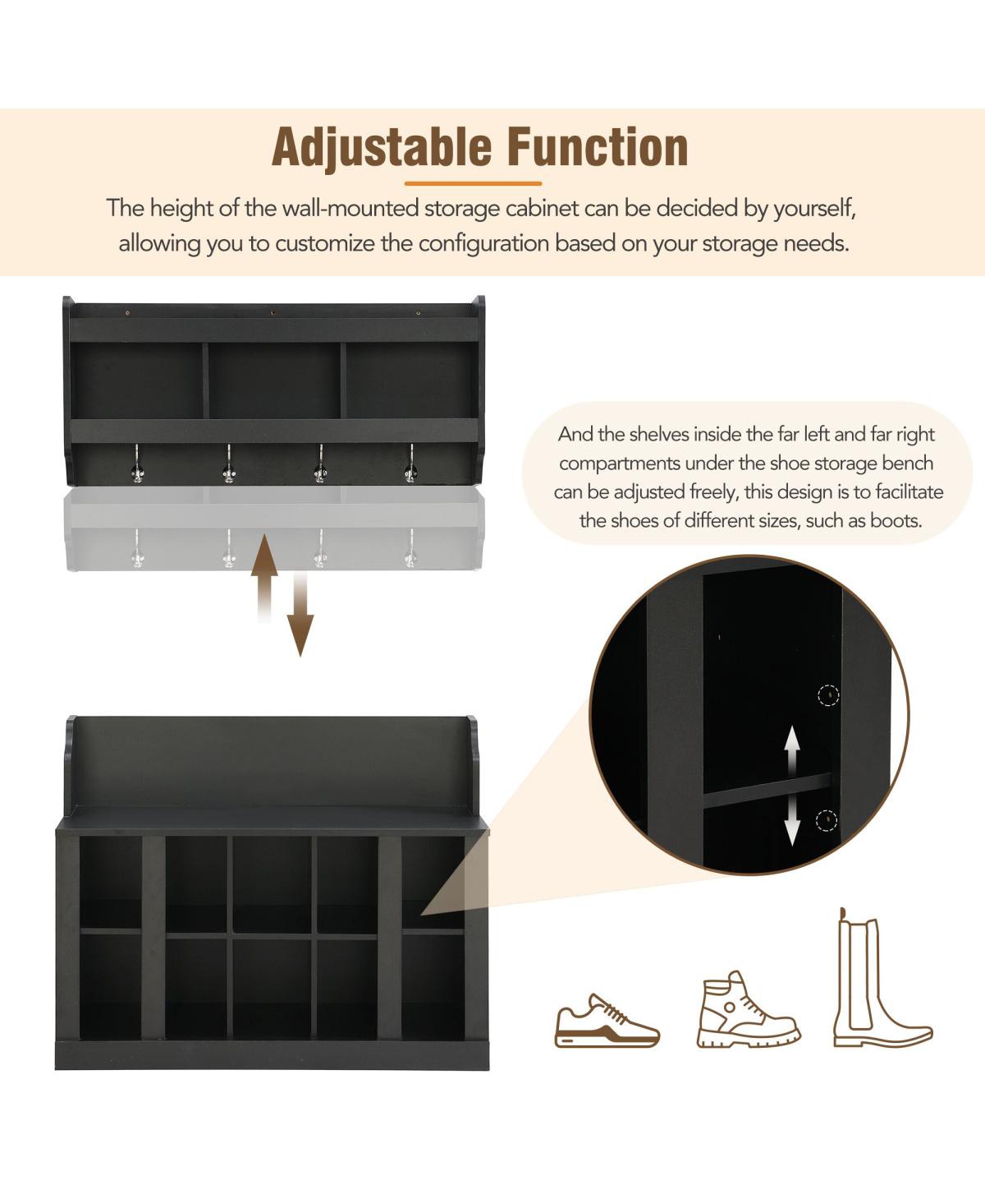 Simplie Fun Elegant White Shoe Storage Bench With Coat Rack