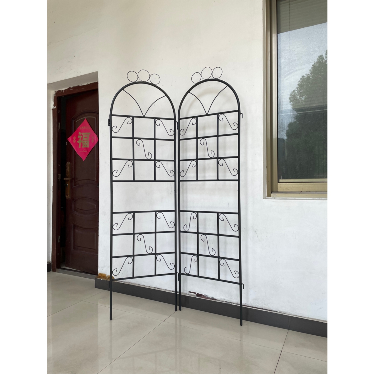 Streamdale Furniture 1Set (2 Pieces) Metal Garden Trellis For Climbing Plants Outdoor Rustproof Plant Support- Black