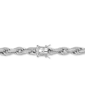 Men's Cubic Zirconia Rope Link Bracelet in Sterling Silver, Created for Macy's