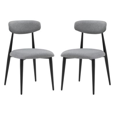 Modern Dining Chairs Set Of 2, Curved Backrest Round Upholstered And Metal Frame