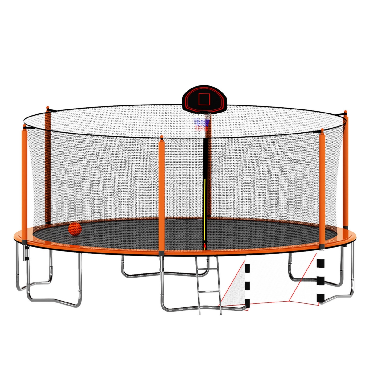 Streamdale Furniture 16FT Trampoline With Basketball Hoop Pump And Ladder(Inner Safety Enclosure) With Soccer Goal