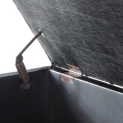 Button Tufted Storage Bench - Light Blue Linen