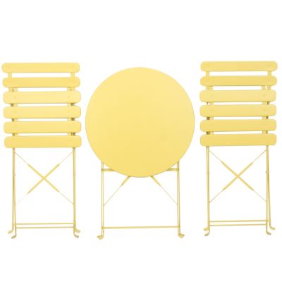 Streamdale 3 Pieces Patio Bistro Balcony Metail Chair Table Set-Yellow