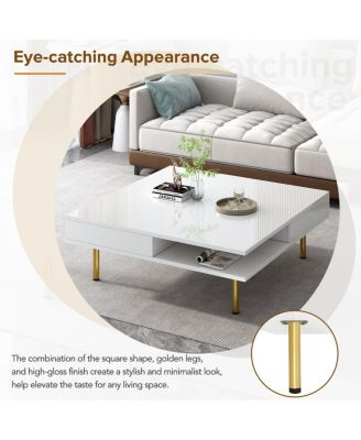 Exquisite 2-tier coffee table with gold legs