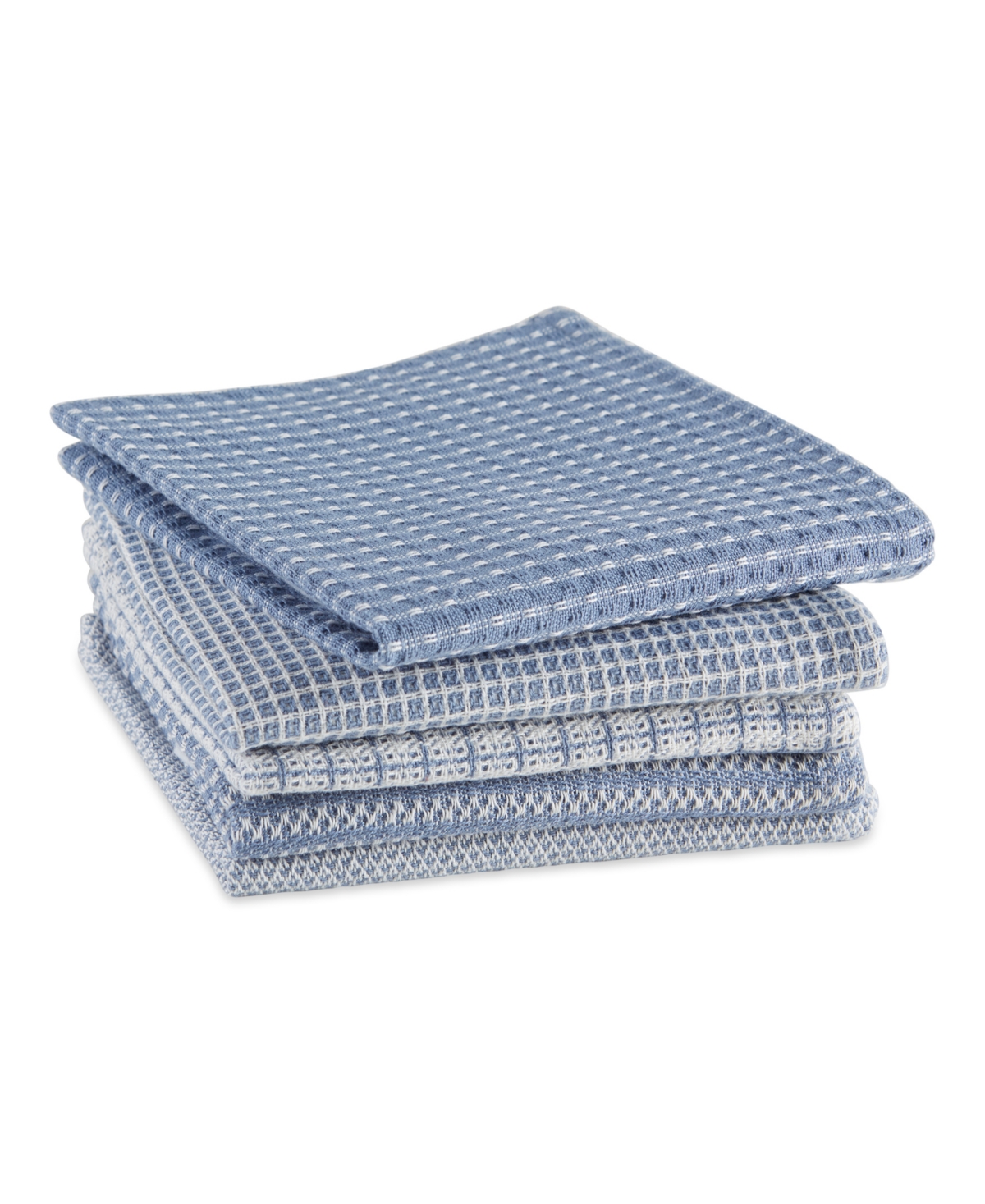Design Imports Everyday Kitchen Collection Assorted Dishcloth Set, 12x12", Stonewash Blue, 5 Count In Stonewash Blue