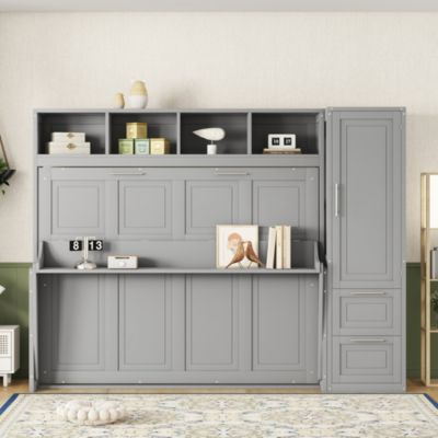 Queen Size Murphy Bed with Closet and Drawers
