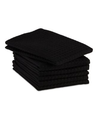Cotton Kitchen Collection Dishtowel Set, 18x26", Black, 6 Piece