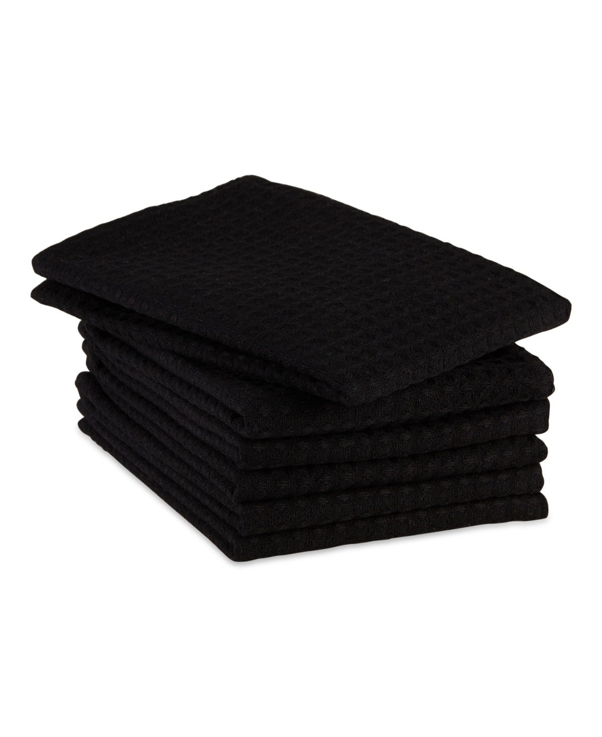 Design Imports Cotton Kitchen Collection Dishtowel Set, 18x26", Black, 6 Piece In Black