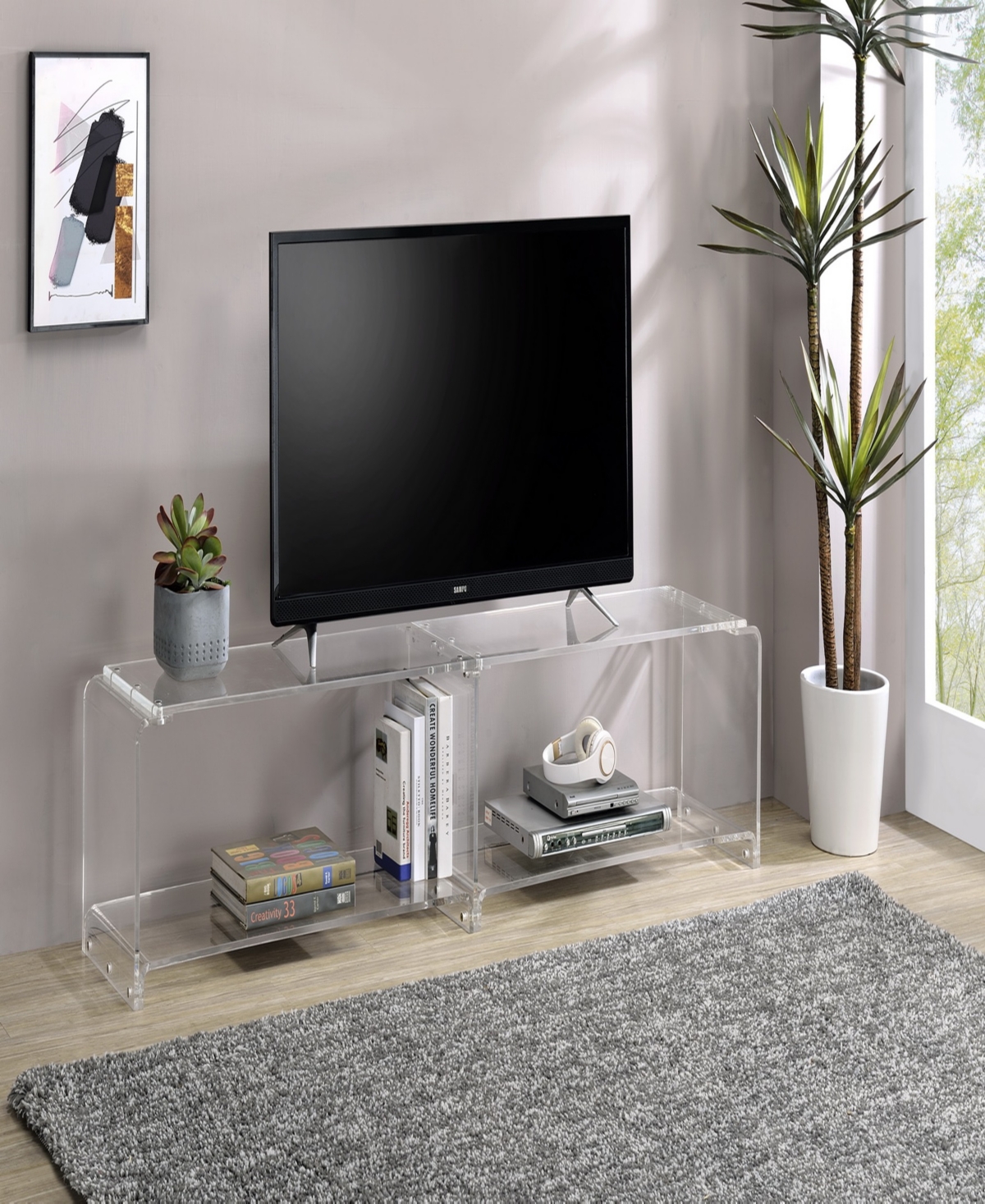 Foxhill Trading Fox Hill Trading Richard 71" W X 13.8" D X 16" H Two-tier Acrylic Tv Stand In No Color
