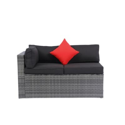 Streamdale 5-Piece PE Rattan U Sofa Set with Black Cushion
