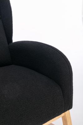 Teddy Fabric Rocking Chair With Packet Wood Legs, Black