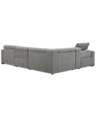 Nevio 5-Pc. Fabric Power Headrest Sectional and Chaise with 1 Power Motion Chair