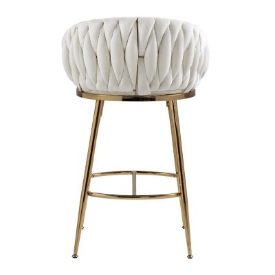Velvet Counter Stools with Wave Back & Golden Base