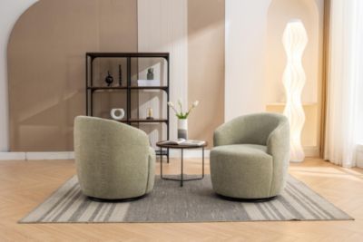 Streamdale Swivel Accent Armchair in Light Green Chenille Fabric
