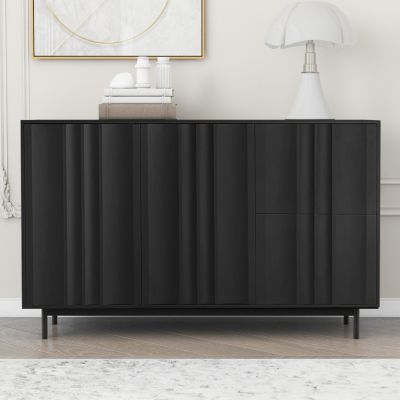 Wave Pattern Storage Cabinet, 2 Doors, 2 Drawers