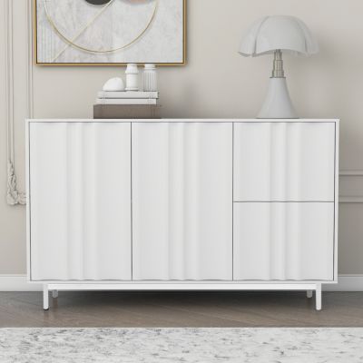 Wave Pattern Storage Cabinet, 2 Doors, 2 Drawers