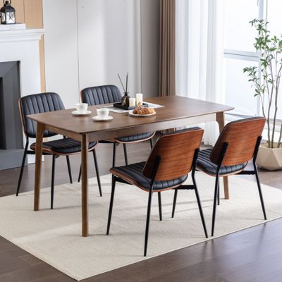 Set of 2 faux leather Mid Century Modern Dining Chairs