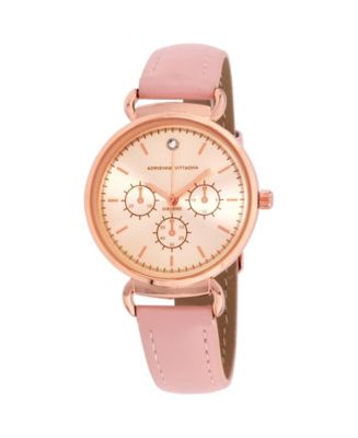 Adrienne Vittadini Women s Mock Chronograph and Blush Leather Strap Watch 36mm Macy s