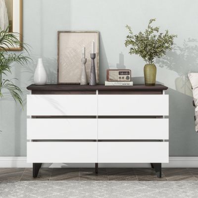 White 6-Drawer Double Dresser 47.2" W X 15.74" D X 30.7"H