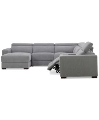 Nevio 6-Pc. Fabric Power Headrest Sectional with Chaise & Console and 1 Power Motion Chair