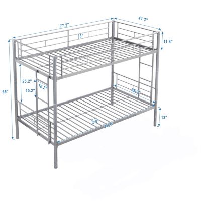 Metal Bunk Bed Silver