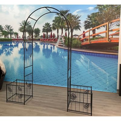 Streamdale Outdoor Black Metal Garden Arbor Archway
