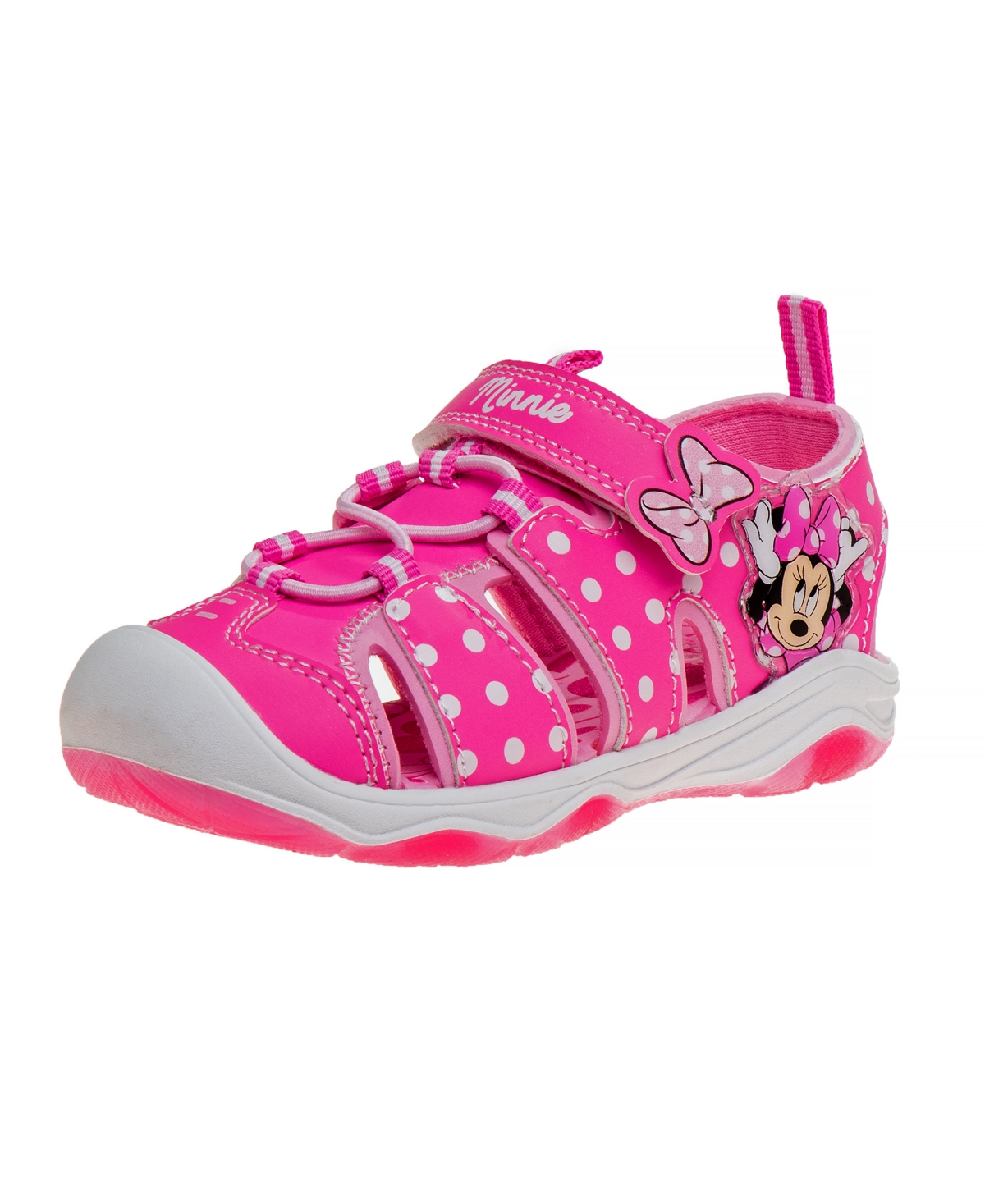 Shop Disney Toddler Girls Minnie Hook And Loop Sports Sandals In Pink