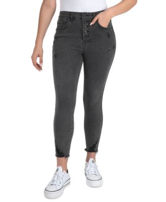 Indigo Rein - Juniors' High-Rise Destucted Curvy Crop Jeans