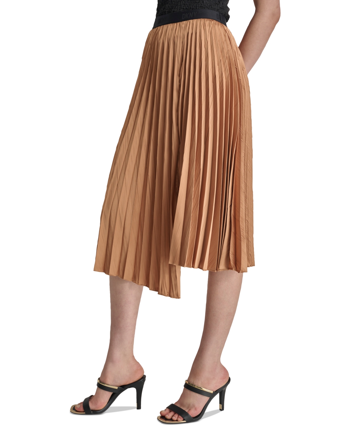 Dkny Women's Asymmetric Pleated Pull-On Midi Skirt