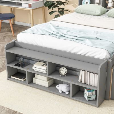 Streamdale Full Bed with Headboard Bookcase, Storage Drawers & End Case
