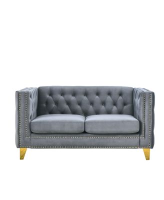 Modern Velvet Tufted Sofa with Metal Legs