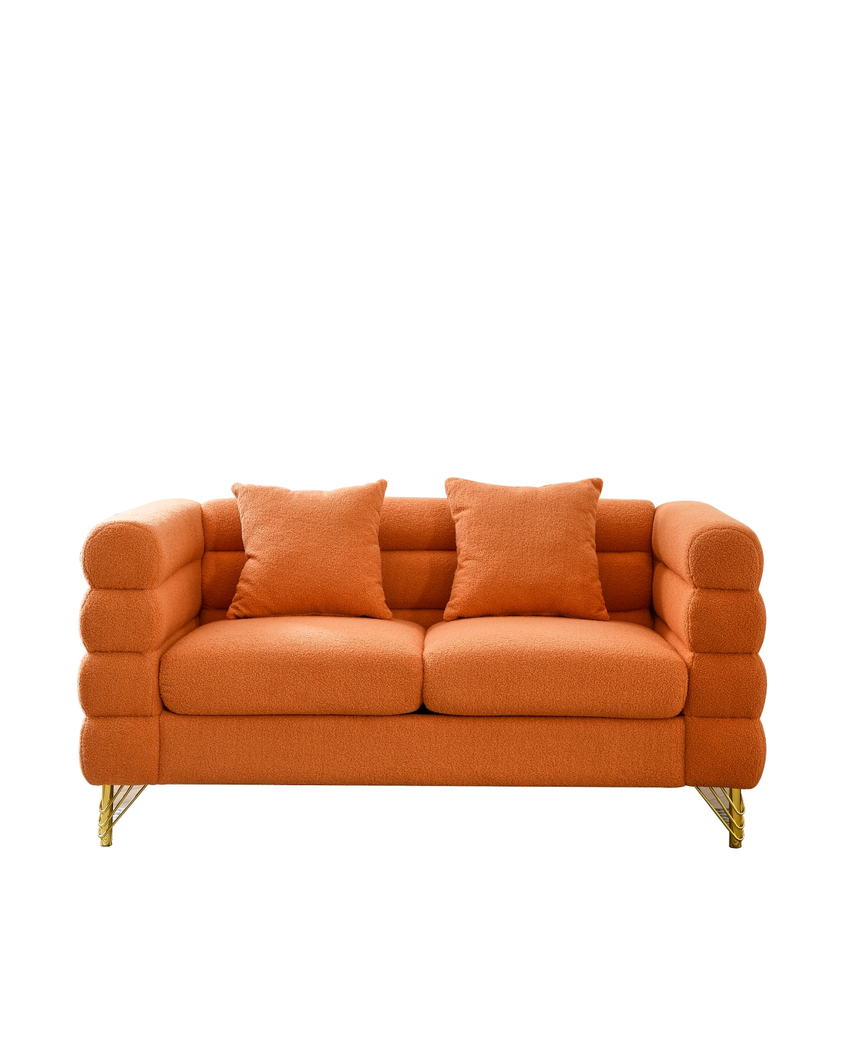 Streamdale Furniture Oversized 2 Seater Sectional Sofa, Orange Teddy