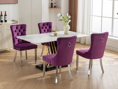 Streamdale Nikki Collection 2-Piece Purple Velvet Dining Chairs