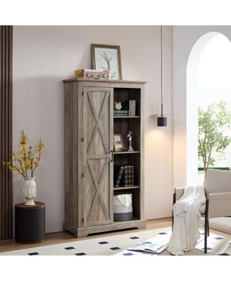  Rustic farmhouse pantry cupboard with sliding barn doors