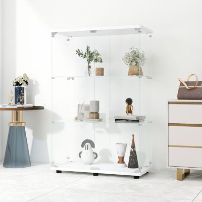 Glass Display Cabinet with 3 Shelves