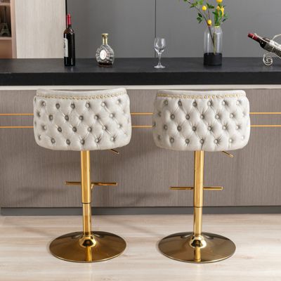   Set of 2  Adjustable Swivel   Modern Design  Bar Stools