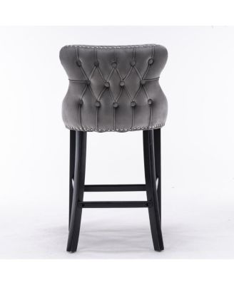 Velvet Wingback Bar Stools, Set of 2