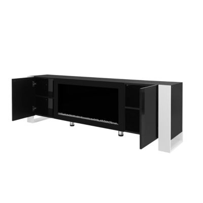 Streamdale High Gloss White TV Stand with Electric Fireplace