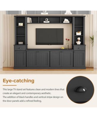 Modern TV Wall Unit Set With Ample Storage & Large Media Console