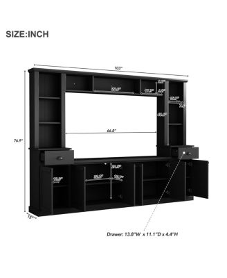Modern TV Wall Unit Set With Ample Storage & Large Media Console