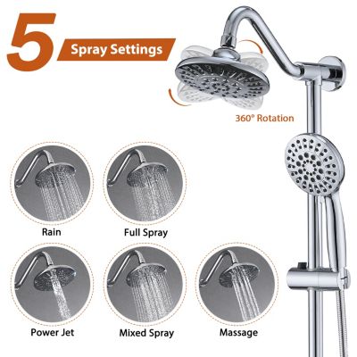 6 Inch Rain Shower Head With Handheld Shower Head Bathroom Rain Shower System