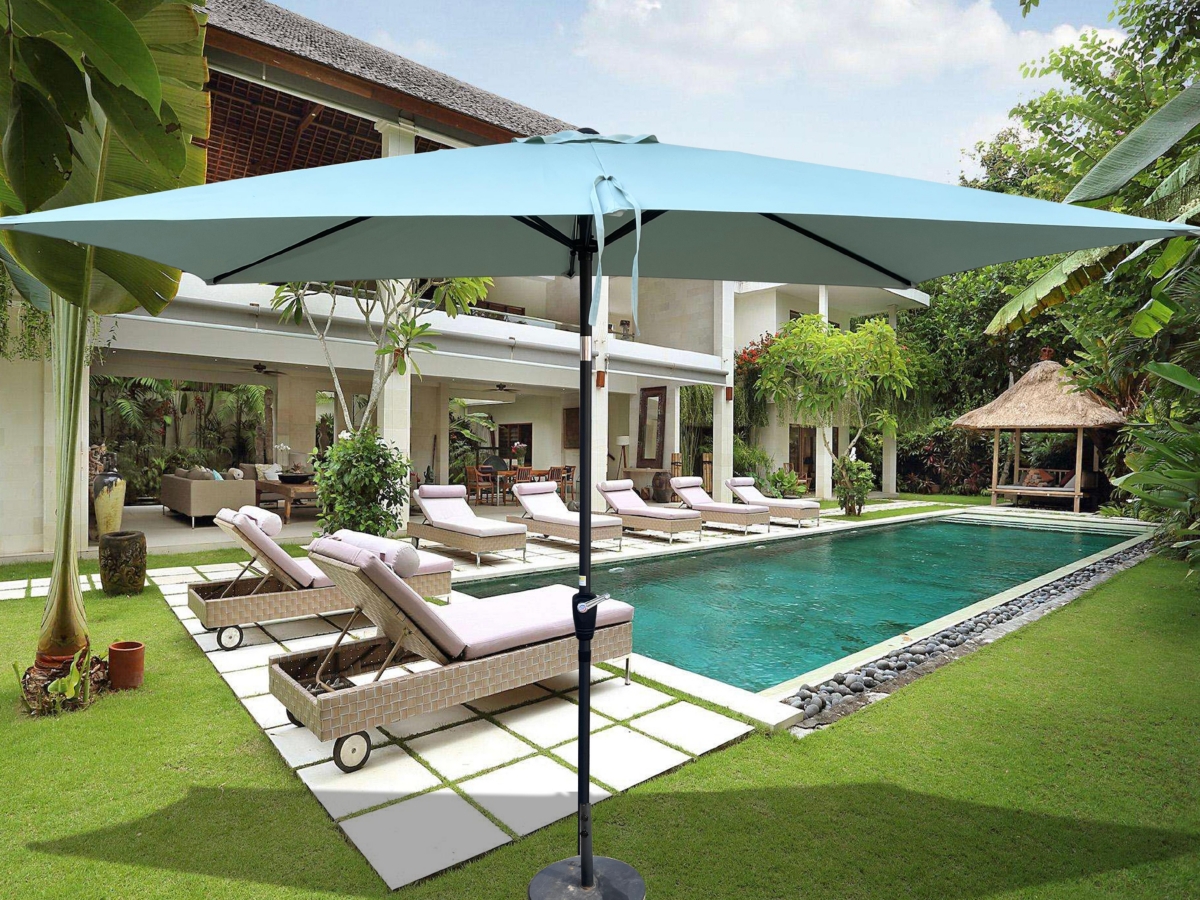 Waterproof Patio Umbrella with Tilt and Crank - Frosty green