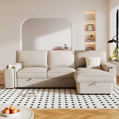 Sleeper Sectional with Storage & Cup Holders