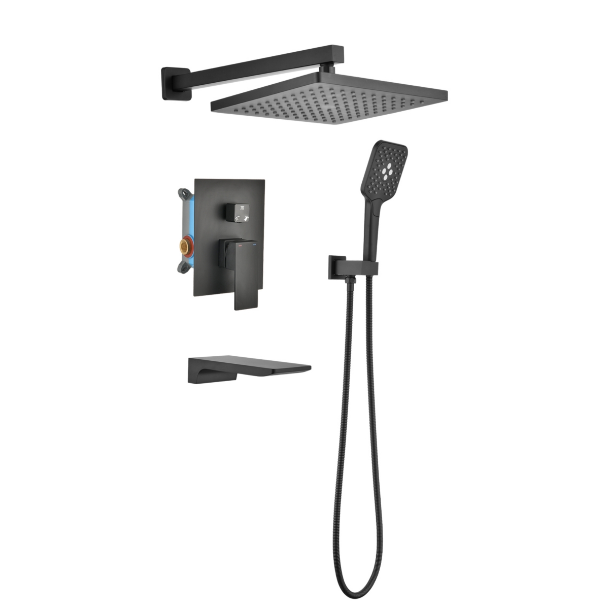 Streamdale Furniture Wall Mounted Shower System with Handheld and Rainfall Shower Heads