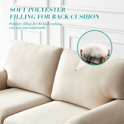 Streamdale Linen Fabric Upholstery With Storage Loveseat (Beige)