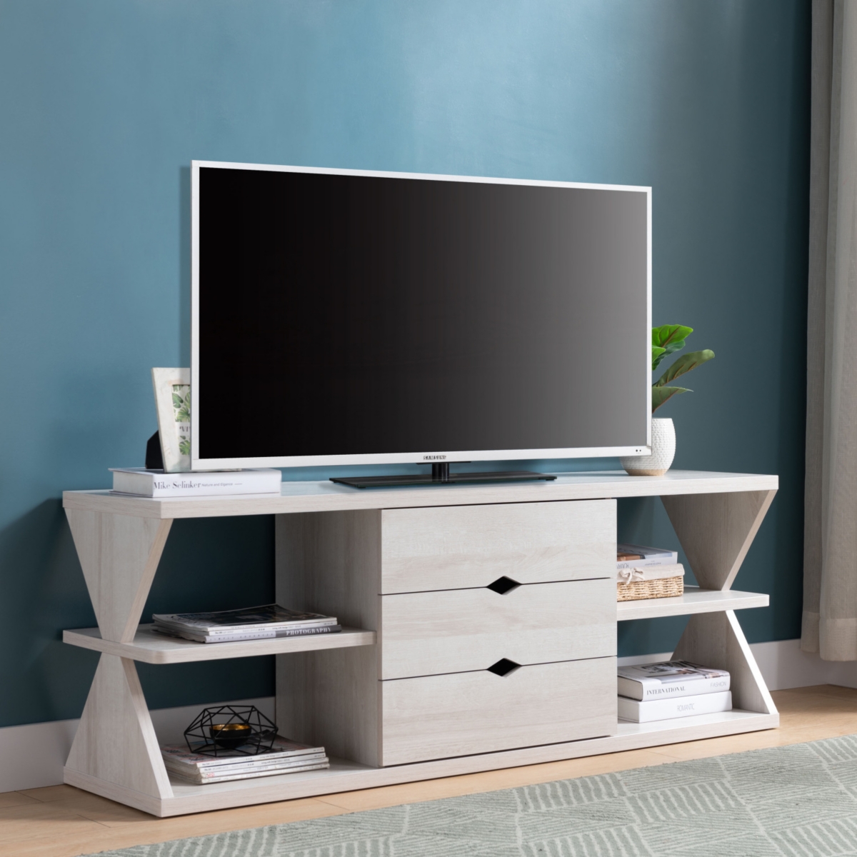 Simplie Fun Tv Stand White Oak - White oak