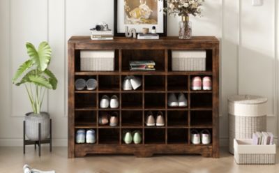 MDF and particle board Sleek 24 Shoe Cubby Console & Sideboard