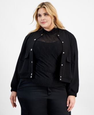 Bar III - Trendy Plus Size Snap-Front Bomber Jacket