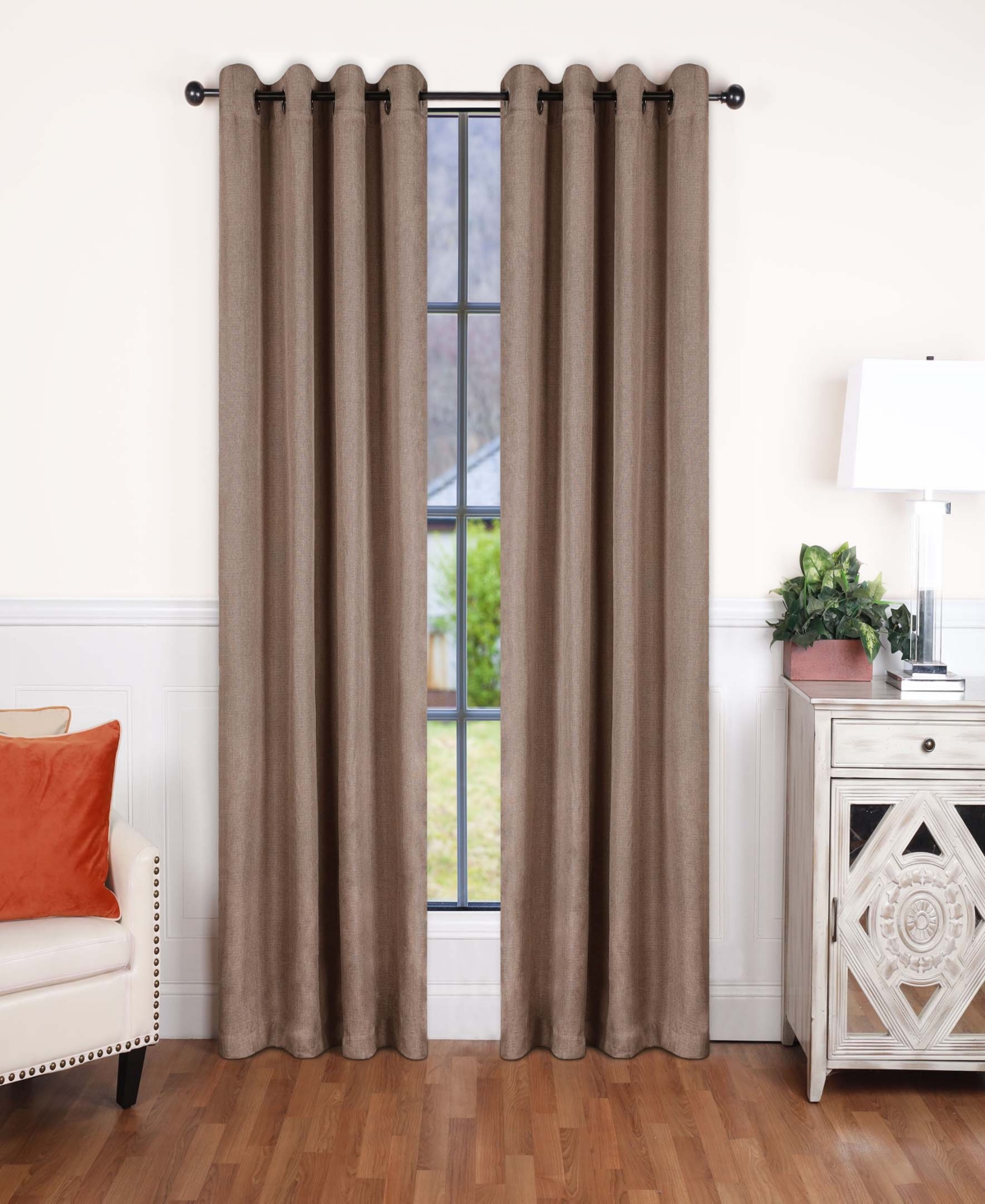 Superior Linen-Inspired Classic Room Darkening Modern Fade Resistant -Piece Curtain Set with Grommet Header Top