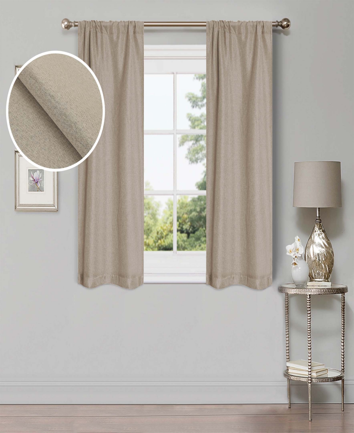 Linen-Inspired Classic Room Darkening Modern Blackout Fade Resistant 4-Piece Curtain Set with Rod Pocket, 26" X 63" - Frosted almond